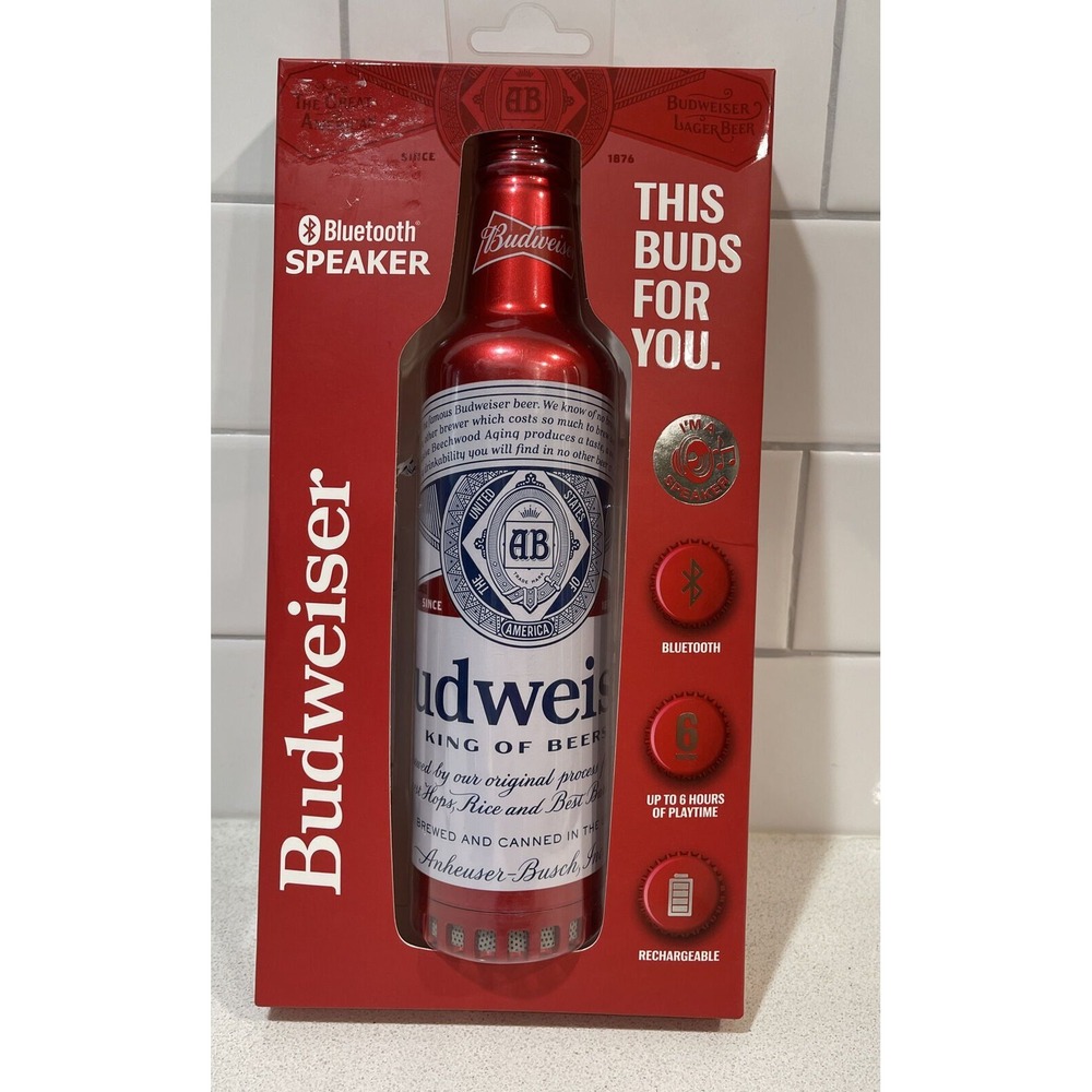 Budweiser Aluminum Bottle Wireless Bluetooth Portable Speaker‎ Rechargable NEW